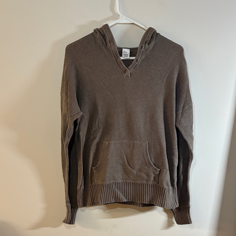 Jockey Women’s V-Neck Button Up Brown Sweater